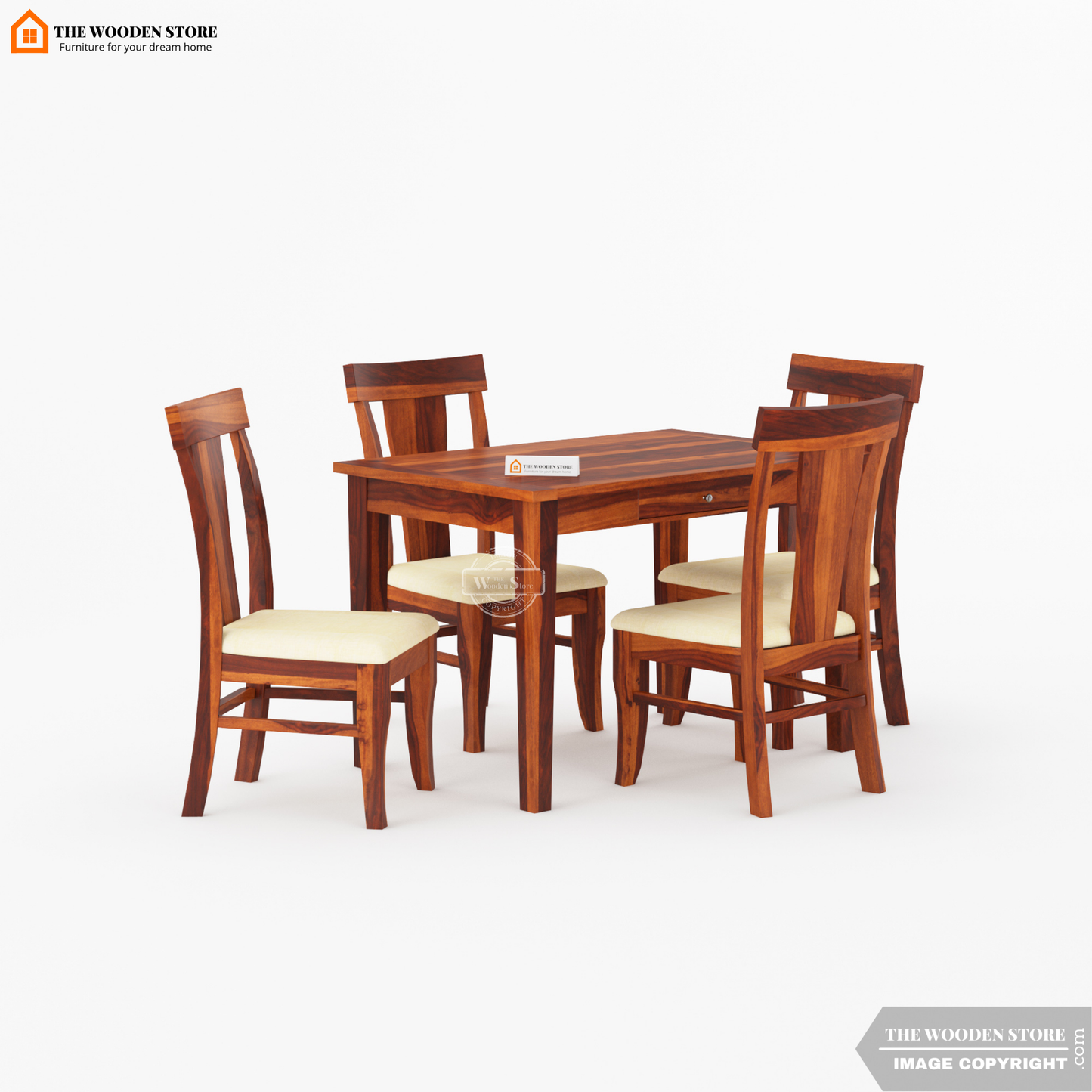 Velma 4 Seater Dining Set (Honey Finish)