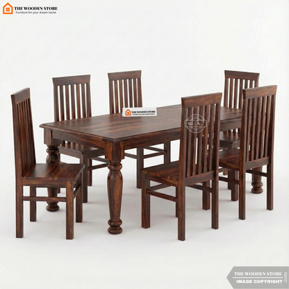 Ananta 6 Seater Dining Set (Walnut Finish)