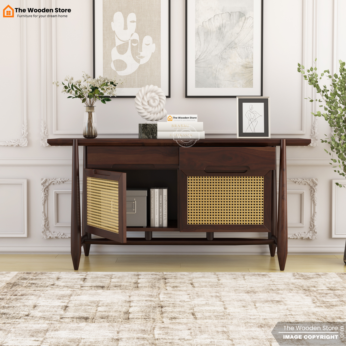 Ellis Cabinet and Sideboard (Walnut Finish)