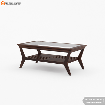 Forge Glass Top Coffee Table (Walnut Finish)