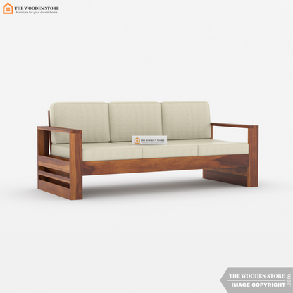 Victor 3 Seater Wooden Sofa (Honey Finish)