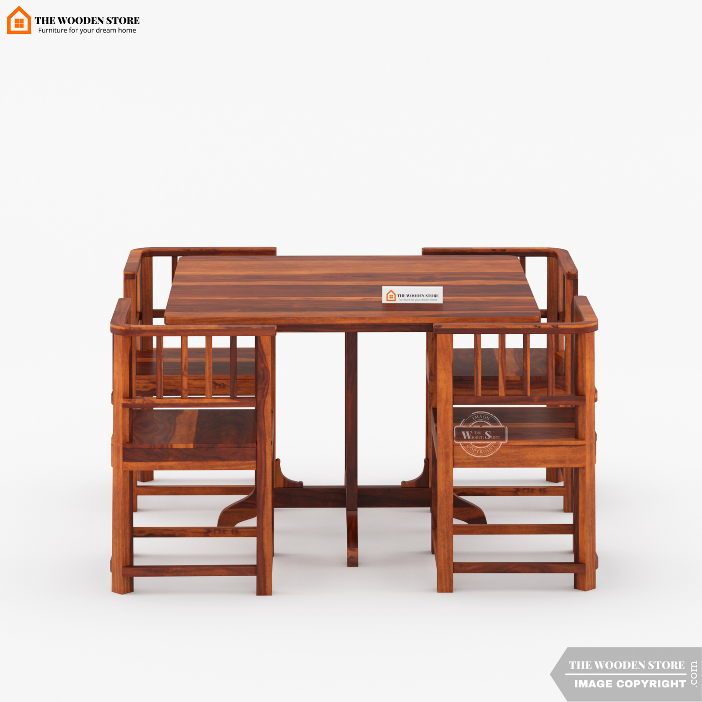 Carson 4 Seater Dining Set (Honey Finish)
