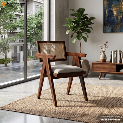 Chandigarh Cane Arm Chair (Honey Finish)