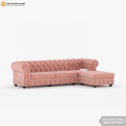 Ronin L - Shape Right Aligned Corner Sofa (Blush Pink)