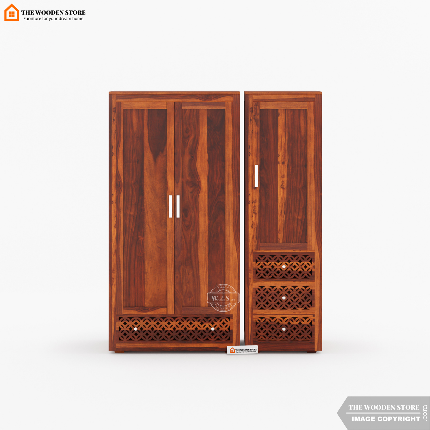Daffy 3 Door Multi-Utility Wardrobe (Honey Finish)
