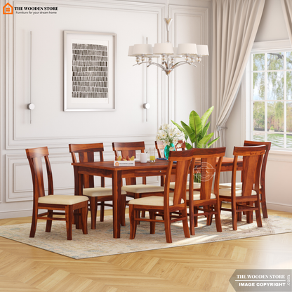 Velma 8 Seater Dining Set (Honey Finish)