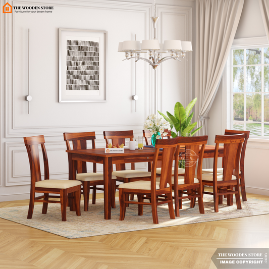 Velma 8 Seater Dining Set (Honey Finish)