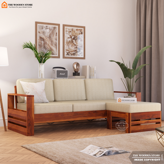 Victor L-Shaped Sofa (Honey Finish)