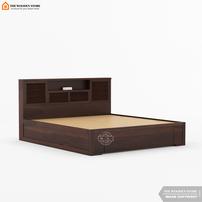 Franklin Bed With Box Storage (King Size, Walnut Finish)
