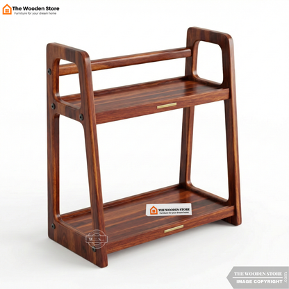 Ruso Solid Wood Kitchen Rack (Honey Finish)