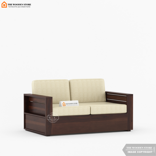 Peter 2 Seater Wooden Sofa (Walnut Finish)