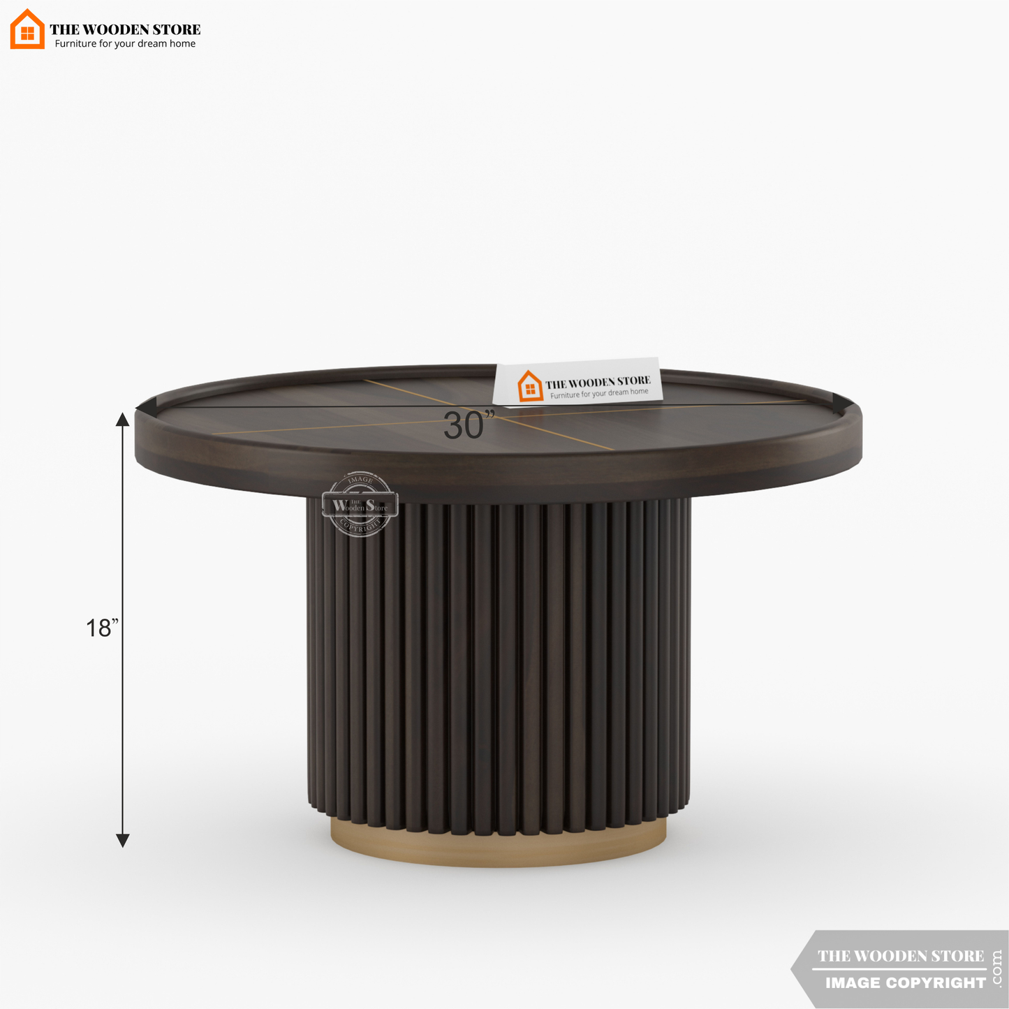 Oro Round Coffee Table (Walnut Finish)