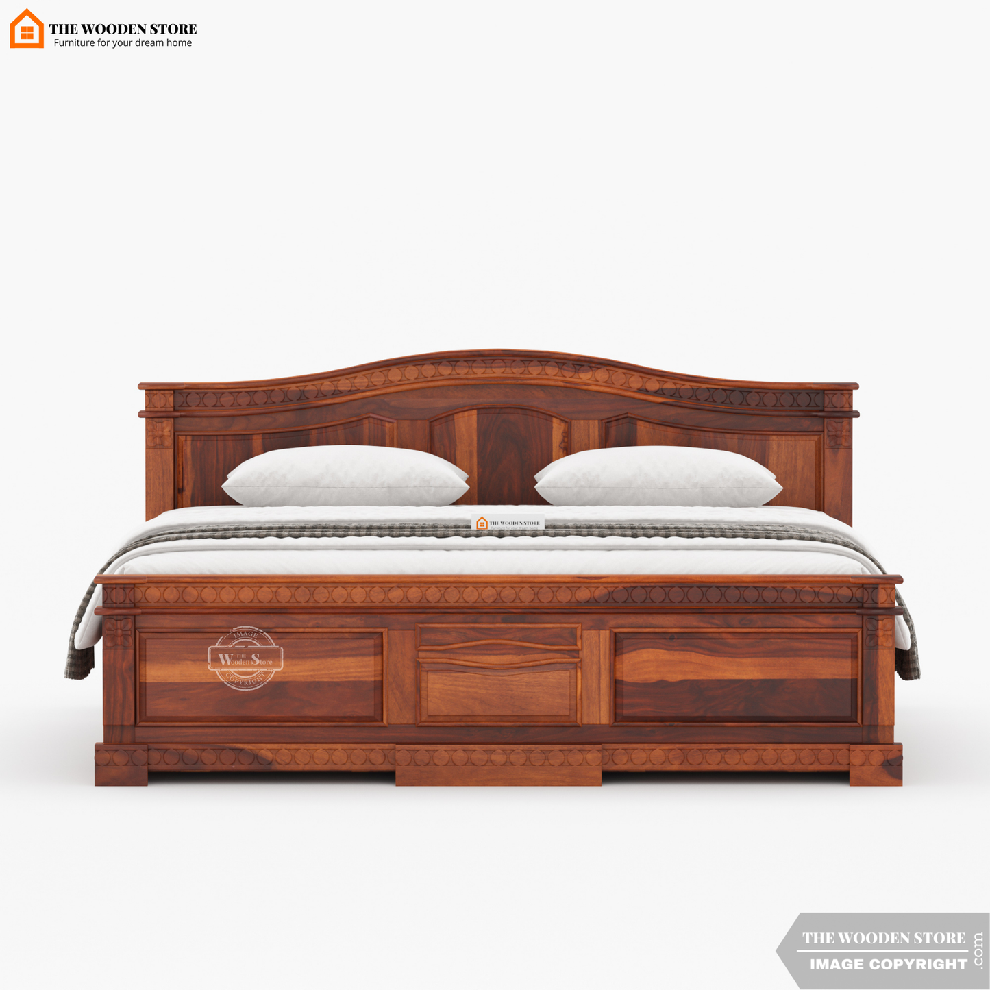 George Bed with Drawer Storage (King Size, Honey Finish)
