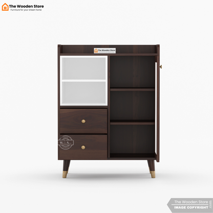 Chalita Kitchen Cabinet (Walnut Finish)