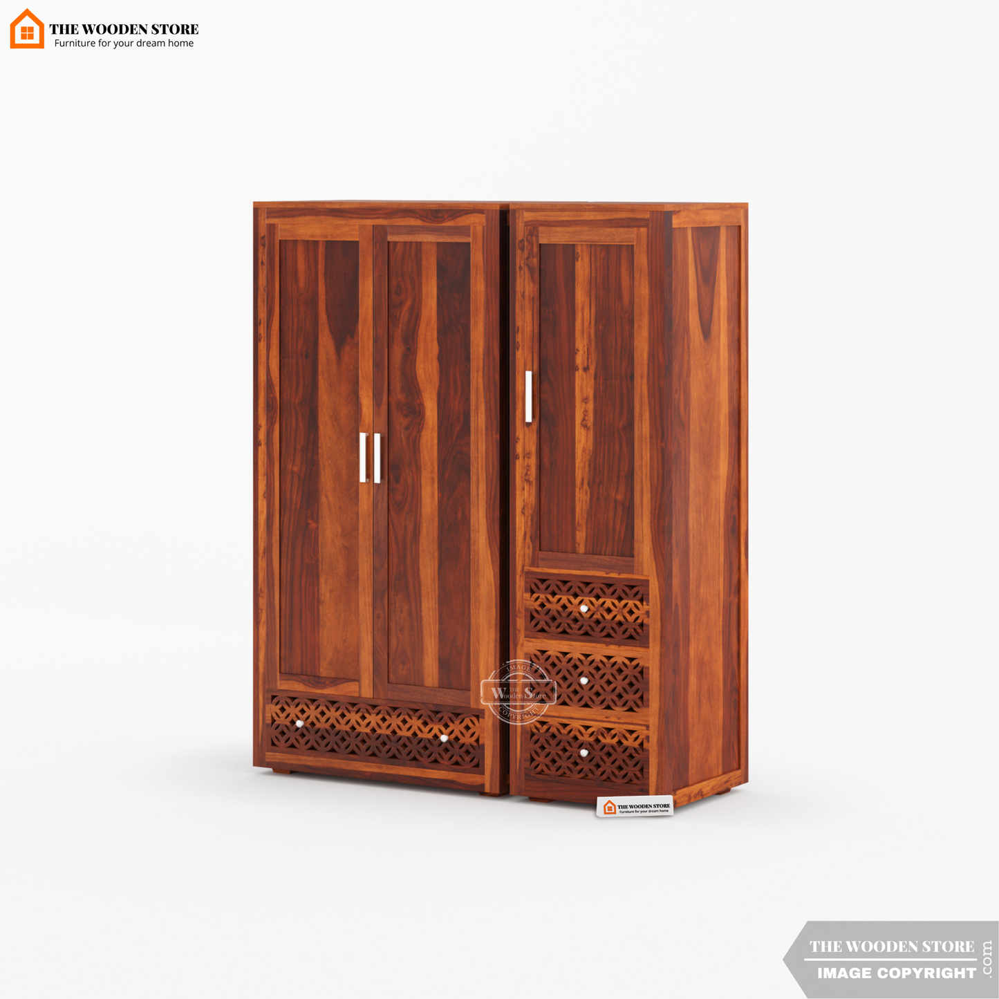 Daffy 3 Door Multi-Utility Wardrobe (Honey Finish)