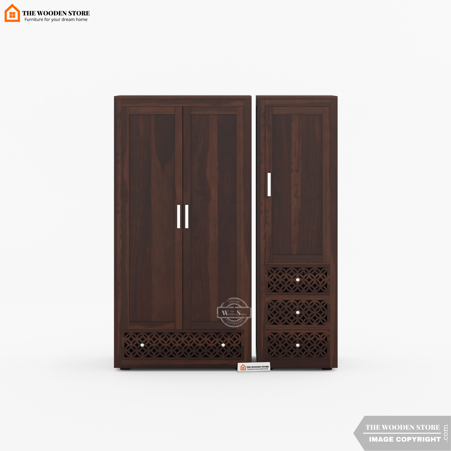 Daffy 3 Door Multi-Utility Wardrobe (Walnut Finish)