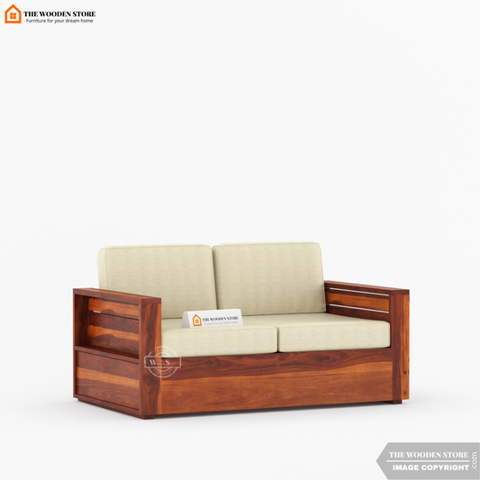 Peter 2 Seater Wooden Sofa (Honey Finish)