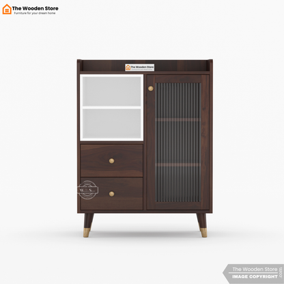 Chalita Kitchen Cabinet (Walnut Finish)