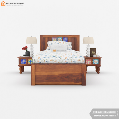 Bunny Single Bed With Drawer Storage (Honey Finish)