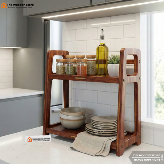 Ruso Solid Wood Kitchen Rack (Honey Finish)
