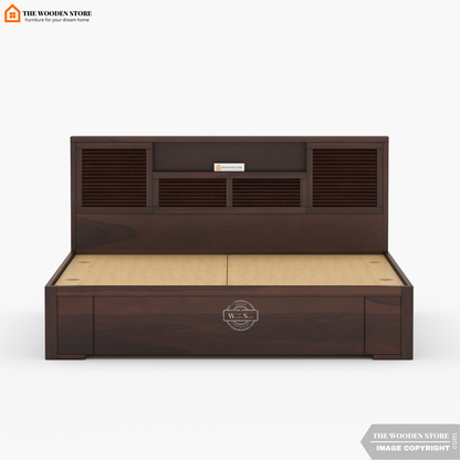 Franklin Bed With Box Storage (King Size, Walnut Finish)