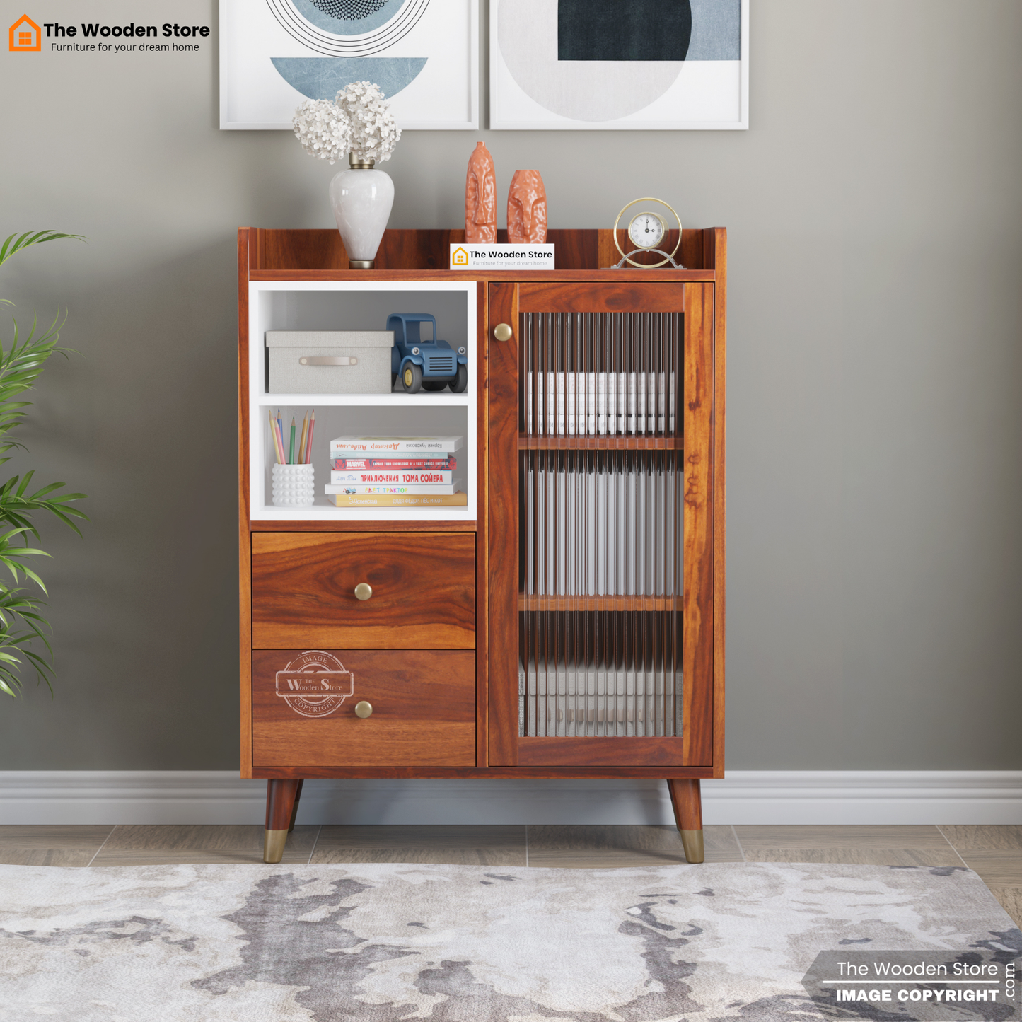 Chalita Kitchen Cabinet (Honey Finish)