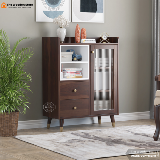 Chalita Kitchen Cabinet (Walnut Finish)