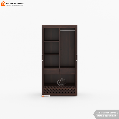 Daffy 2 Door Multi-Utility Wardrobe (Walnut Finish)