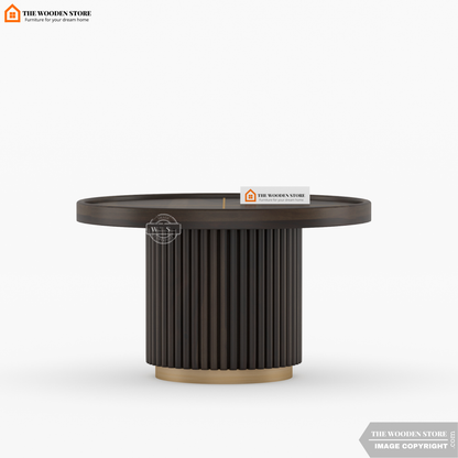 Oro Round Coffee Table (Walnut Finish)