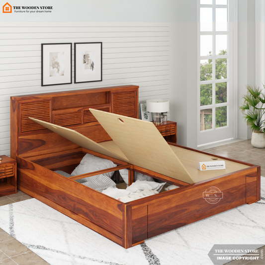 Franklin Bed With Box Storage (King Size, Honey Finish)