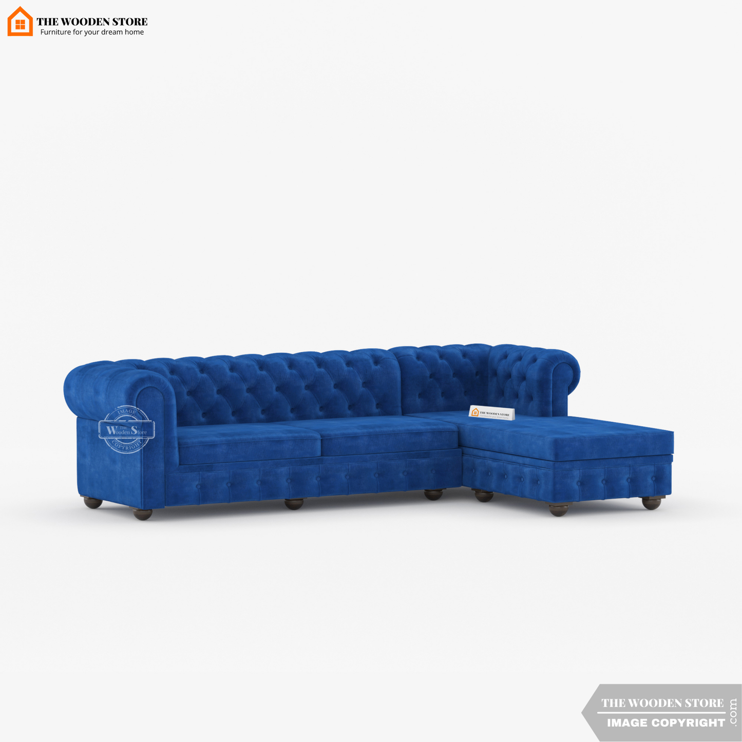 Ronin L - Shape Right Aligned Corner Sofa (Marine Blue)