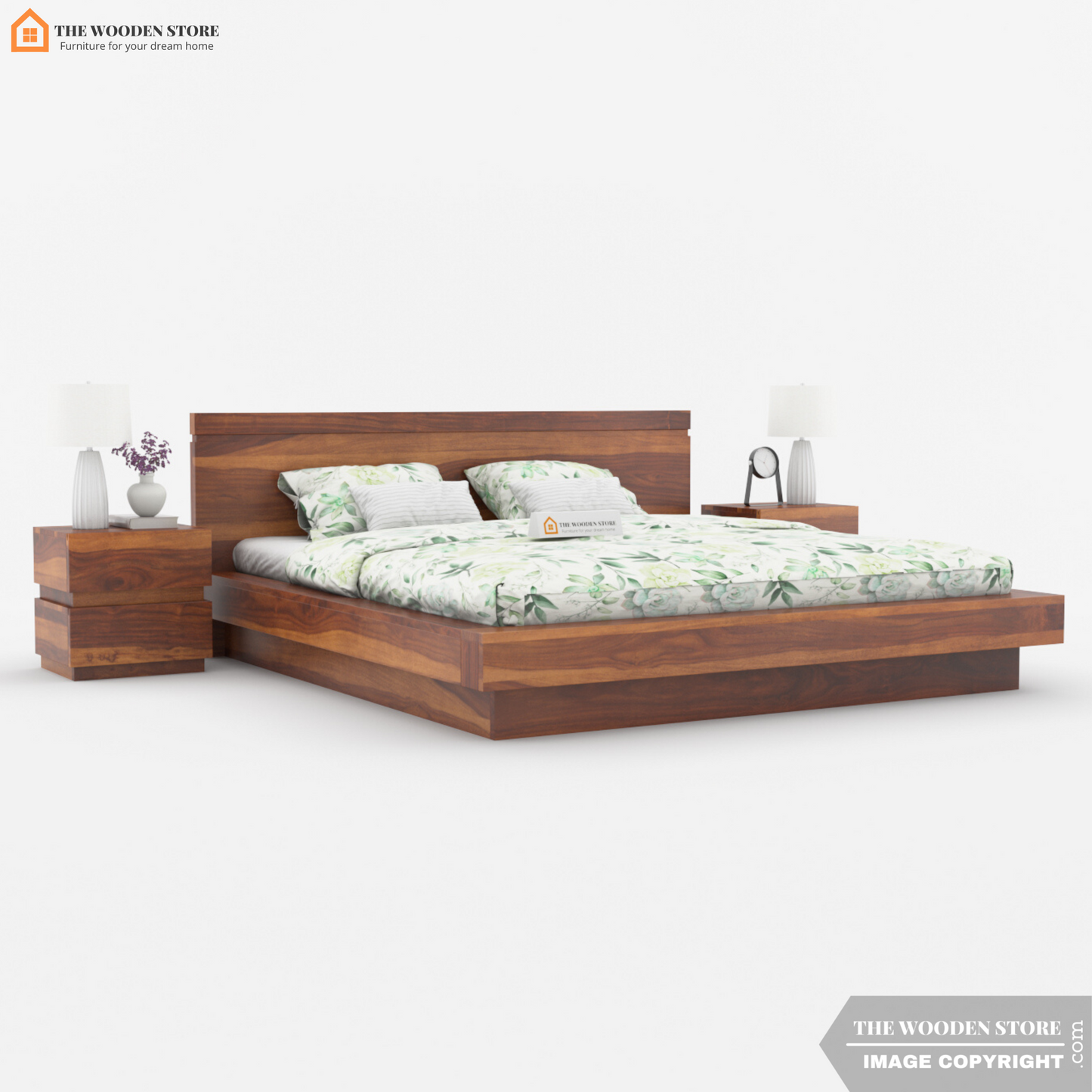 Fairy Platform Bed Without Storage (King Size, Honey Finish)