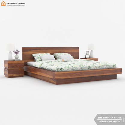Fairy Platform Bed Without Storage (King Size, Honey Finish)