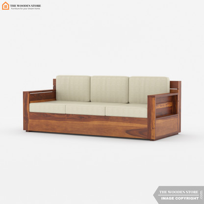 Peter 3 Seater Wooden Sofa (Honey Finish)