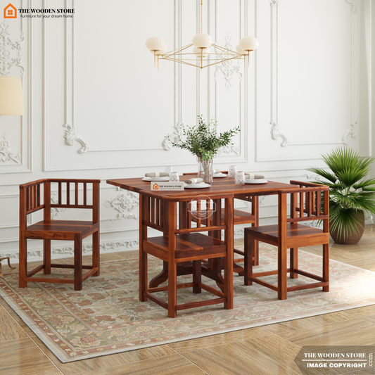 Carson 4 Seater Dining Set (Honey Finish)