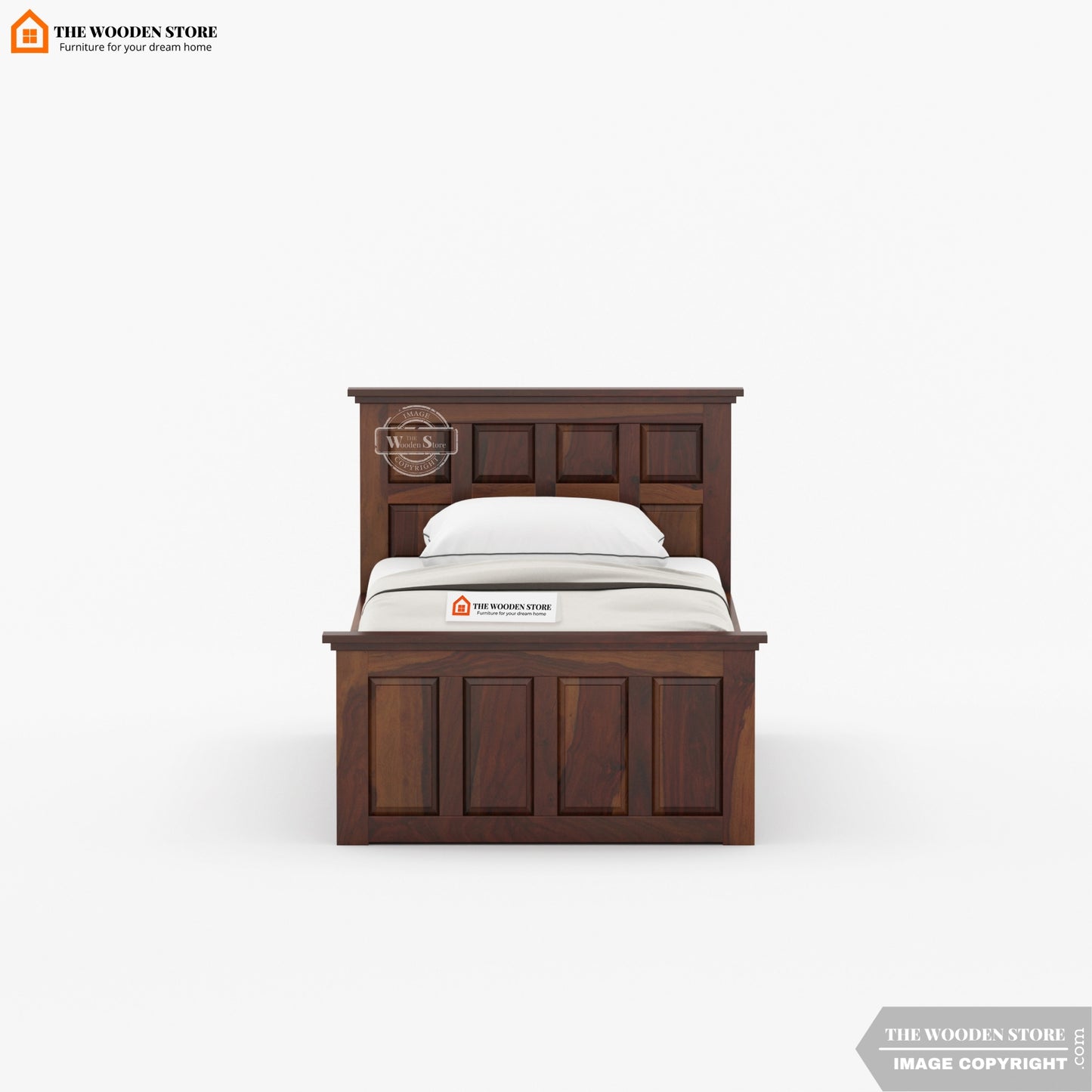 Paloma Single Bed Without Storage (Walnut Finish)
