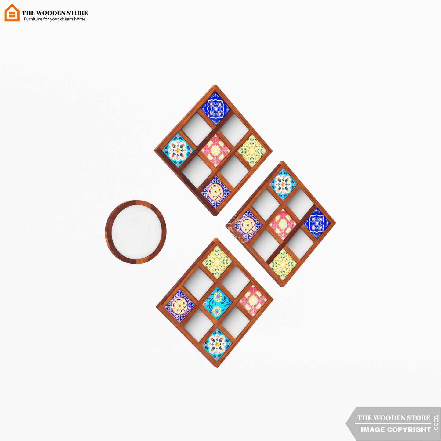 Bohemian Mirror Collage (Honey Finish)