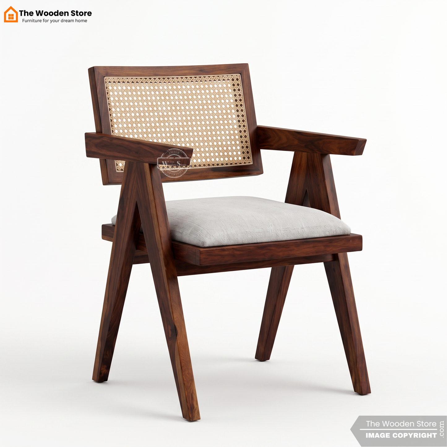 Chandigarh Cane Arm Chair (Honey Finish)