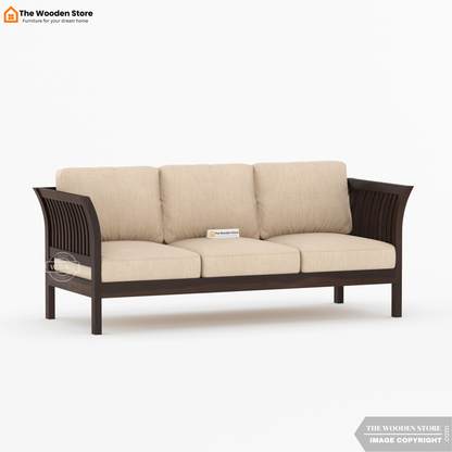 Cristen 3+1+1 Wooden Sofa Set (Walnut Finish)