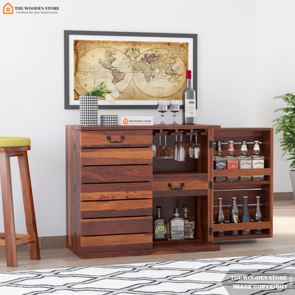 Abigail Bar Cabinet (Honey Finish)