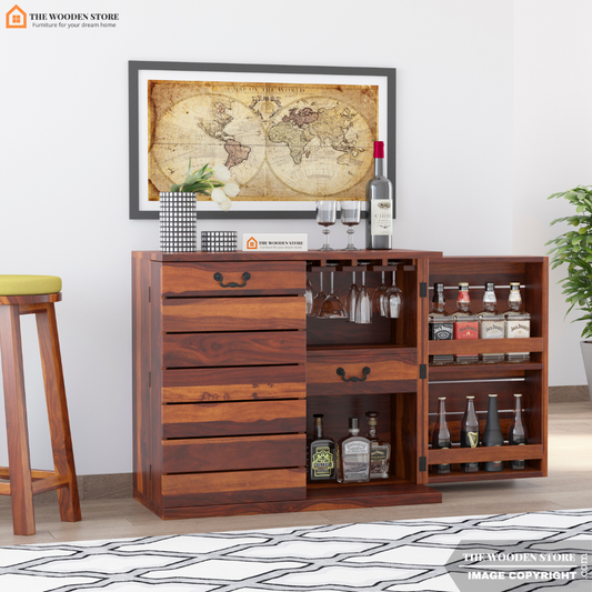 Abigail Bar Cabinet (Honey Finish)