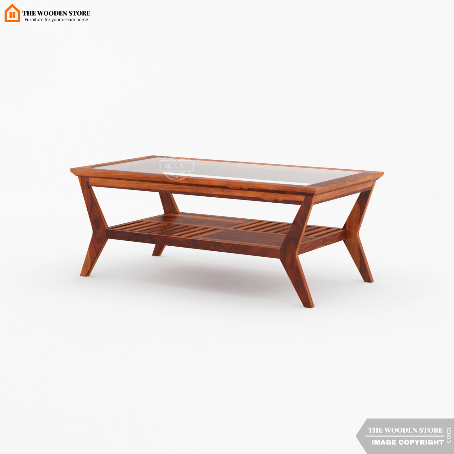 Forge Glass Top Coffee Table (Honey Finish)