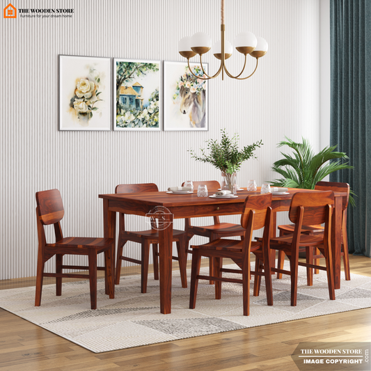 Folmar 6 Seater Dining Set (Honey Finish)