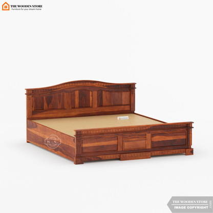 George Hydraulic Bed With Storage (King Size, Honey Finish)