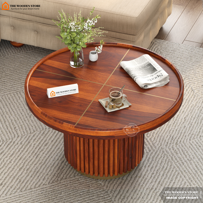 Oro Round Coffee Table (Honey Finish)