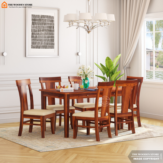 Velma 6 Seater Dining Set (Honey Finish)