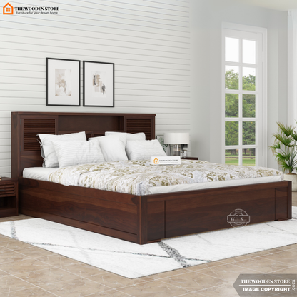 Franklin Bed With Box Storage (King Size, Walnut Finish)