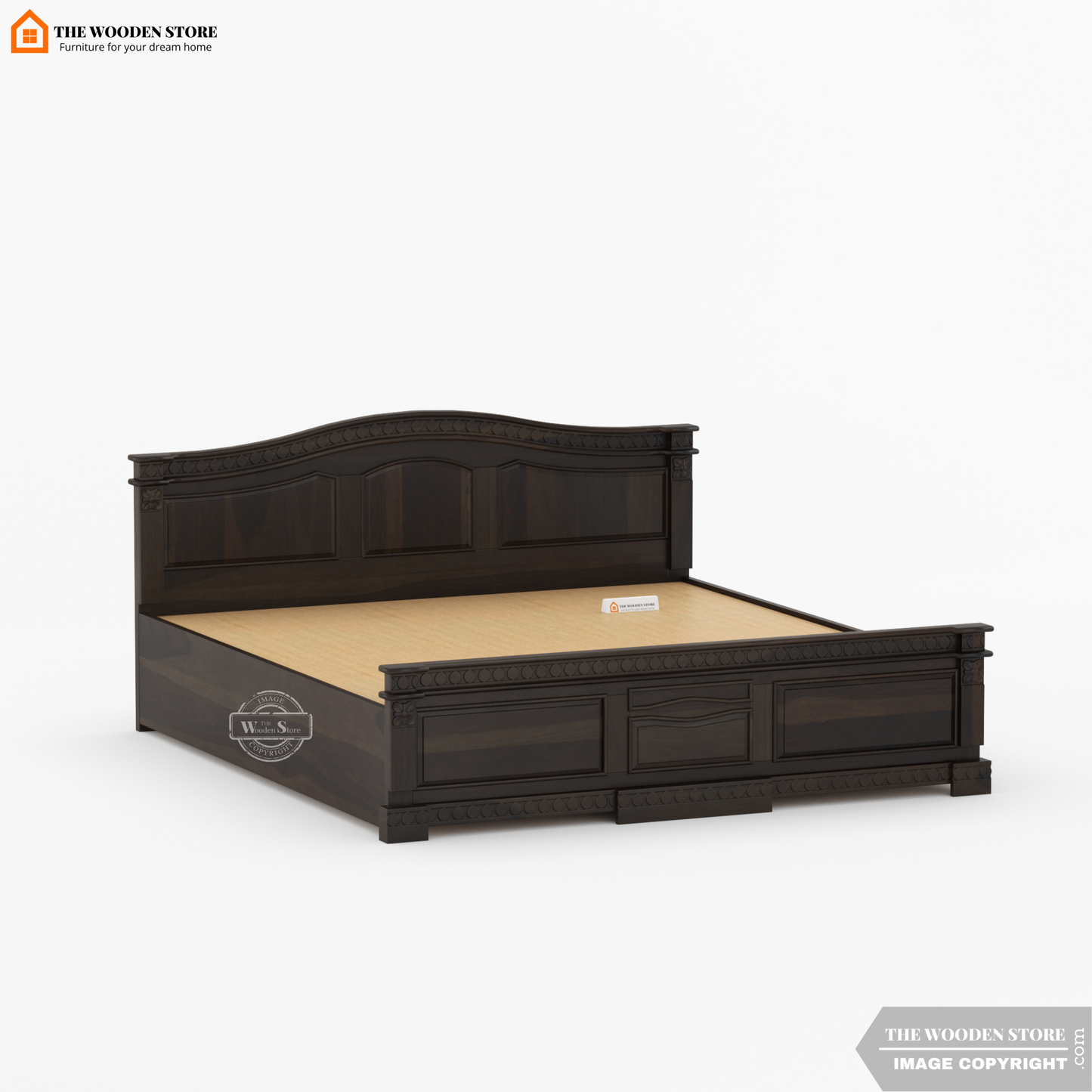 George Hydraulic Bed With Storage (King Size, Walnut Finish)