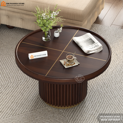 Oro Round Coffee Table (Walnut Finish)