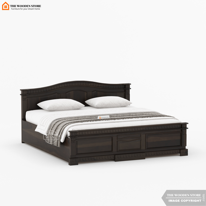 George Hydraulic Bed With Storage (King Size, Walnut Finish)